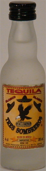 Tequila Blanco Tres Sombreros  (Grupo Tequilero)